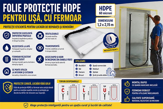 FOLIE PROTECTIE HDPE PT. USA, CU FERMOAR