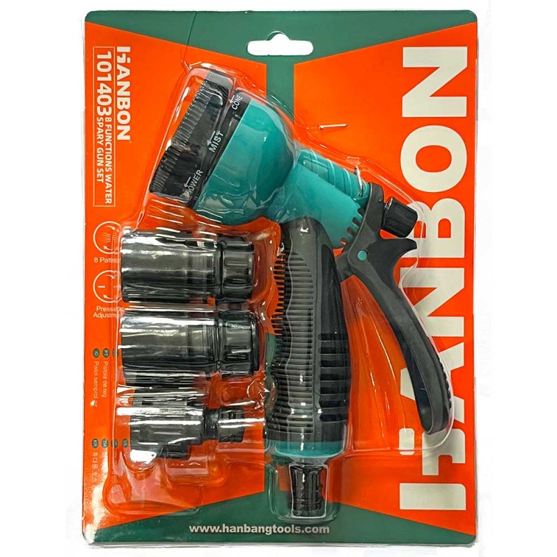 PISTOL STROPIT  8 FUNCTII CU CONECTORI 1/2", SET 4 - HB101403