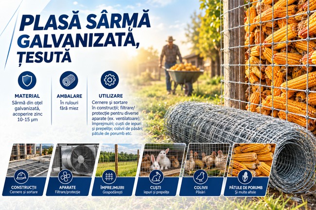 Plasă sârmă galvanizată, țesută
