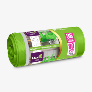 Sac menajer HDLD Luxia cu mânere, Strong verde 35 L, 30 buc (540164)