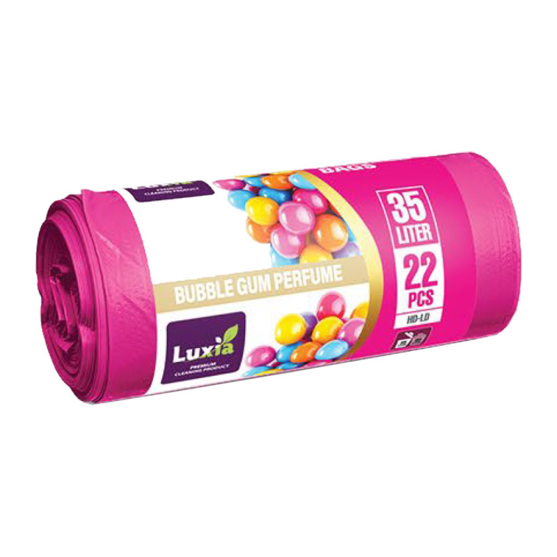 Sac menajer HDLD Luxia cu urechi, parfum Bubble Gum 35 L, 22 buc